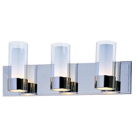 Maxim Three Light Polished Chrome Clear/Frosted Glass Vanity 23073CLFTPC